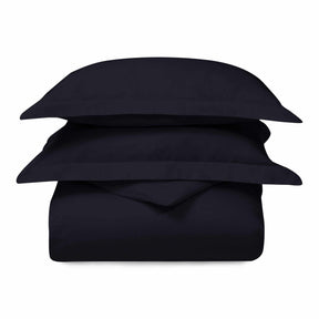 Superior 300 Thread Count Cotton Breathable Solid Duvet Cover Set - Navy Blue