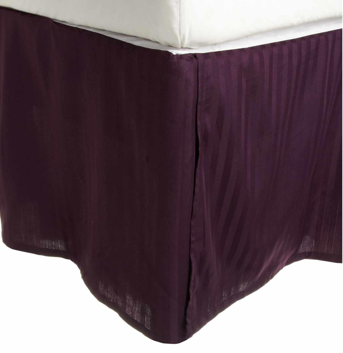 300-Thread Count Egyptian Cotton 15" Drop Striped Bed Skirt - Plum