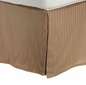300-Thread Count Egyptian Cotton 15" Drop Striped Bed Skirt - Taupe