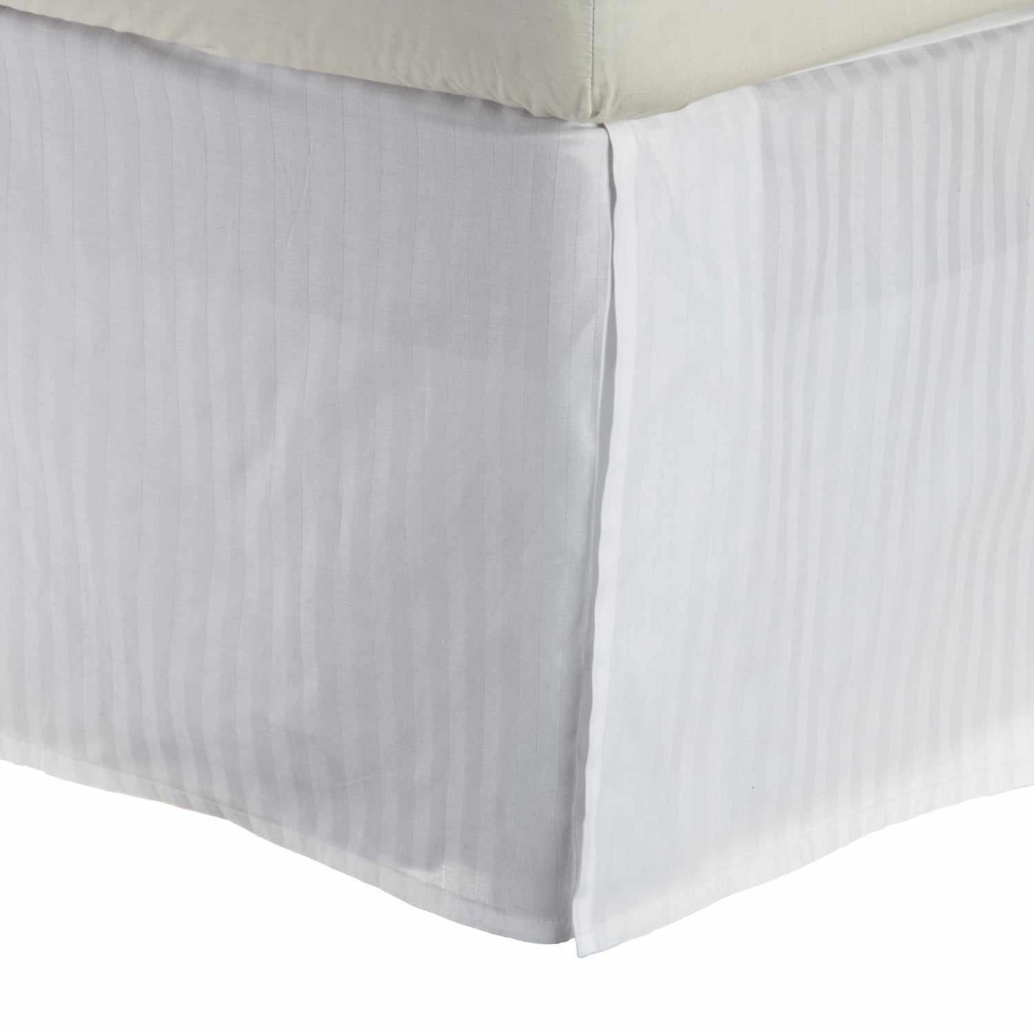 300-Thread Count Egyptian Cotton 15" Drop Striped Bed Skirt - White