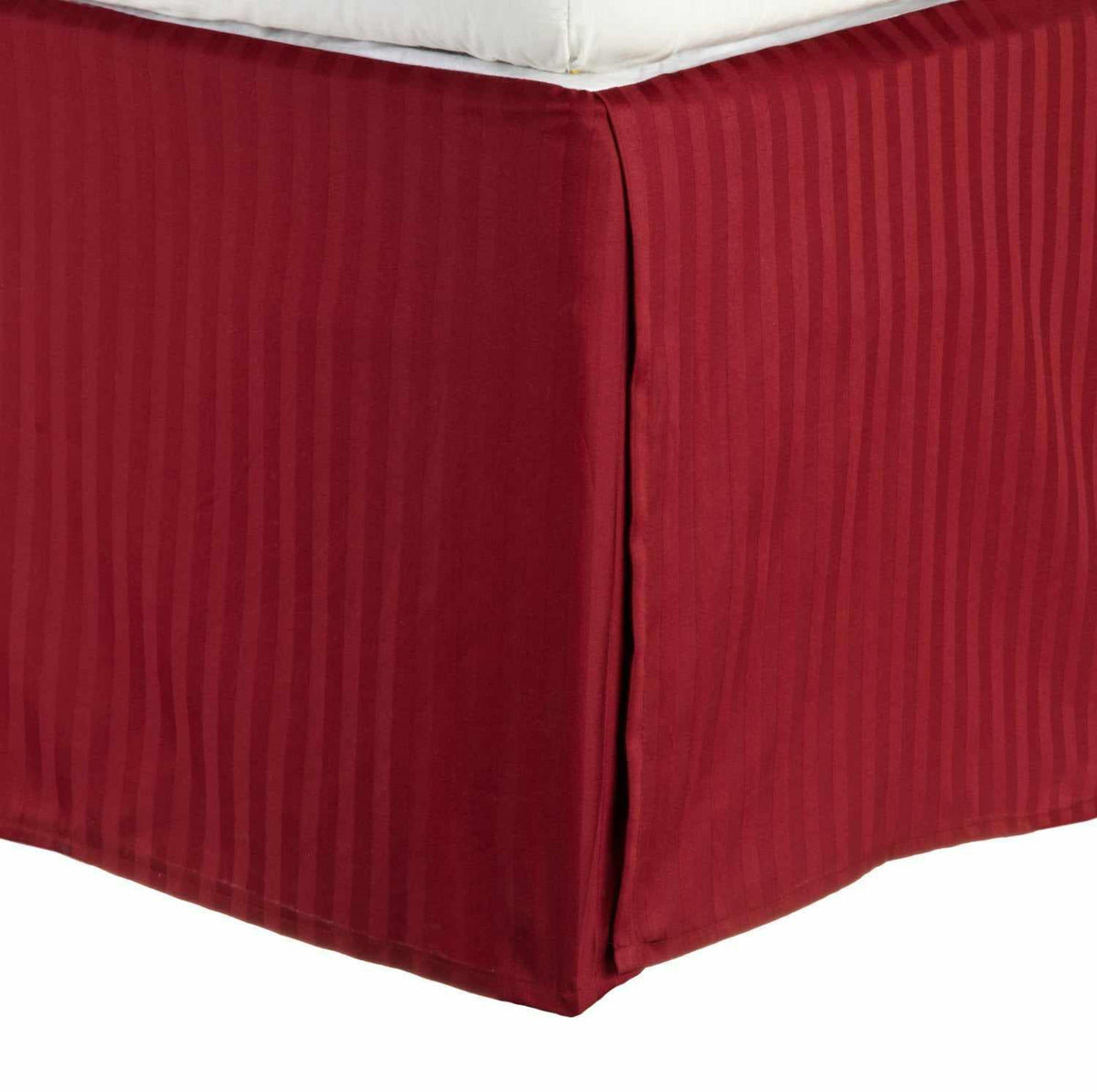 300-Thread Count Egyptian Cotton 15" Drop Striped Bed Skirt - Burgundy