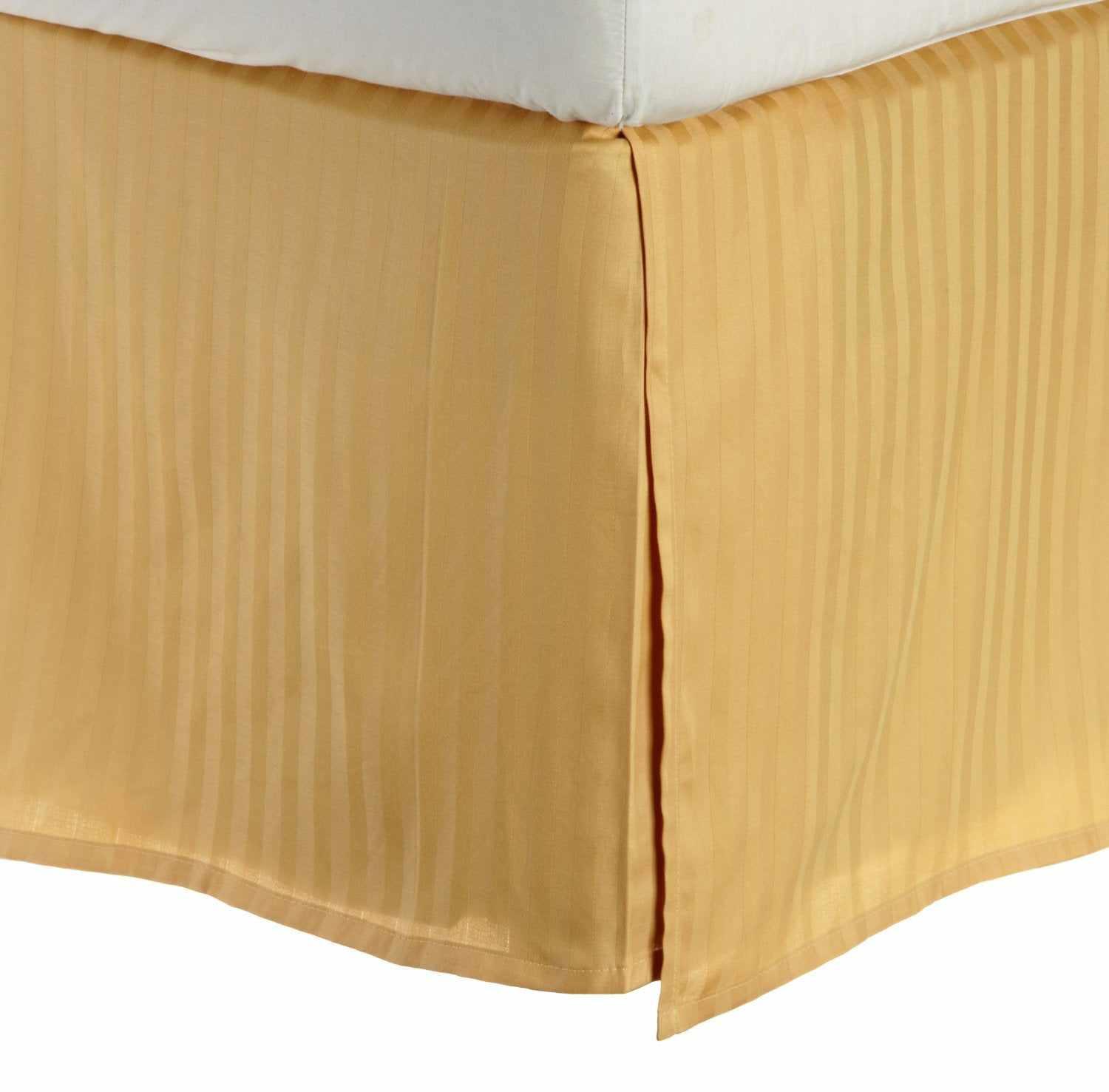 300-Thread Count Egyptian Cotton 15" Drop Striped Bed Skirt - Gold