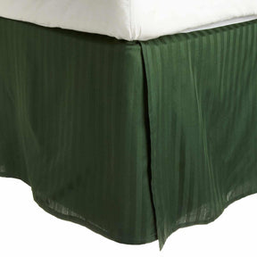 300-Thread Count Egyptian Cotton 15" Drop Striped Bed Skirt - Hunter Green