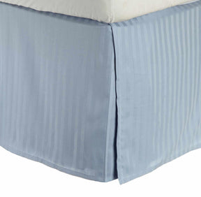 300-Thread Count Egyptian Cotton 15" Drop Striped Bed Skirt - Light Blue