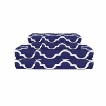 Superior 300-Thread Count Moroccan Decorative Trellis Cotton Sheet Set - Navy Blue