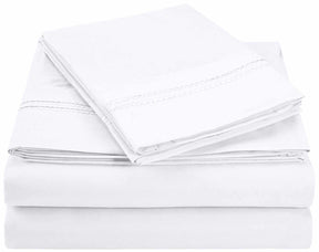 Superior 3000 Series Wrinkle Resistant 2 Line Embroidery Sheet Set - White