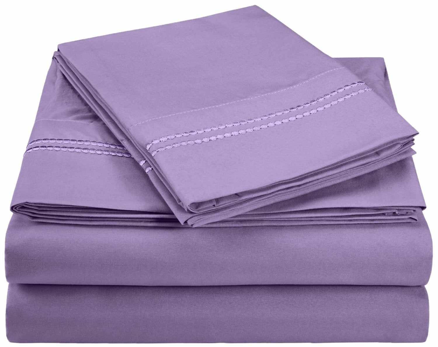 Superior 3000 Series Wrinkle Resistant 2 Line Embroidery Sheet Set - Lilac