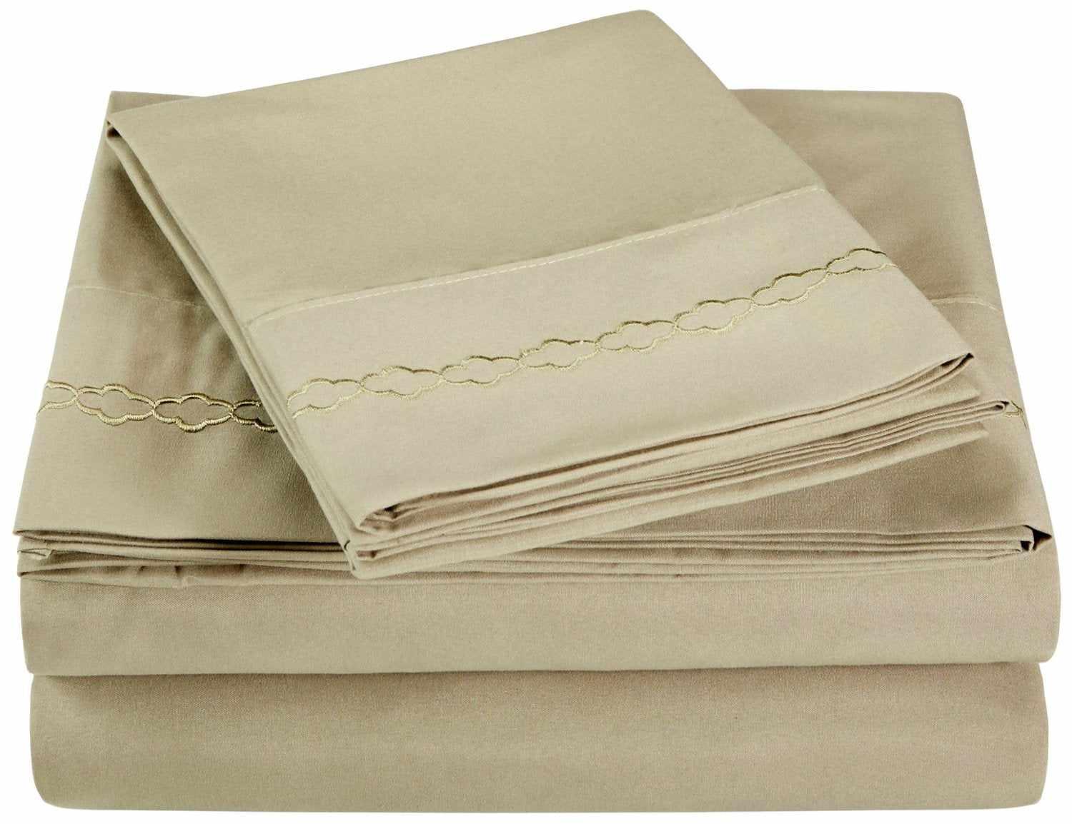 3000 Series Wrinkle Resistant Cloud Embroidered Sheet Set-Sheet Set by Superior-Home City Inc