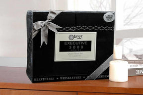 Superior 3000 Series Wrinkle Resistant Cloud Embroidered Sheet Set - Black/Grey