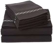 Superior 3000 Series Wrinkle Resistant Cloud Embroidered Sheet Set - Black/White