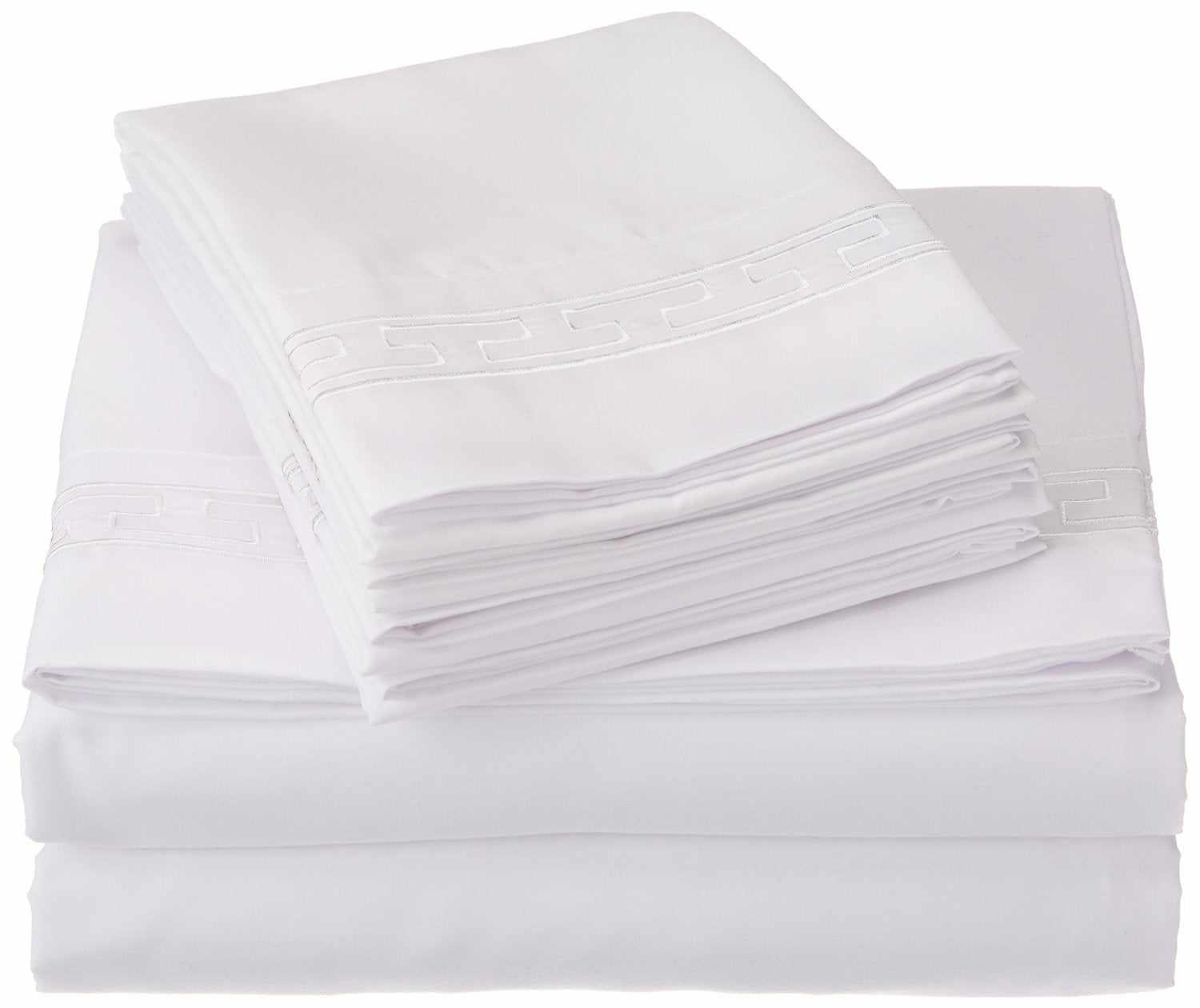 Superior 3000 Series Wrinkle Resistant Elegant Embroidered 6 Piece Sheet Set -  White