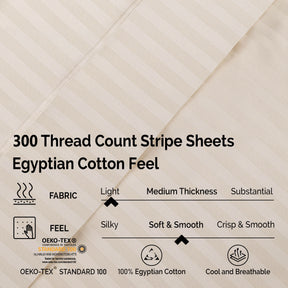 Superior 300 Thread Count Premium Egyptian Cotton Stripe Sheet Set - Ivory