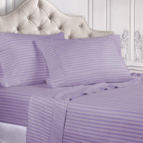 Superior 300 Thread Count Premium Egyptian Cotton Stripe Sheet Set - Lavender