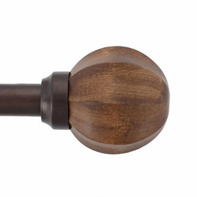  Gilon Expandable Window Curtain Rod with Carved Wooden Ball Finials - Chestnut