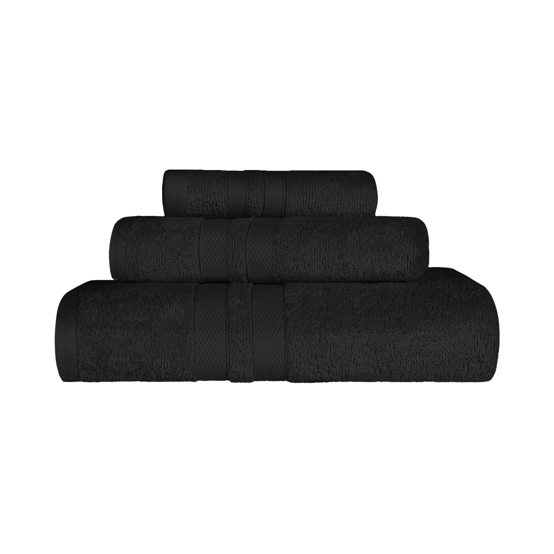 Superior Ultra Soft Cotton Absorbent Solid Assorted 3-Piece Towel Set -Black