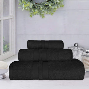 Superior Ultra Soft Cotton Absorbent Solid Assorted 3-Piece Towel Set - Black