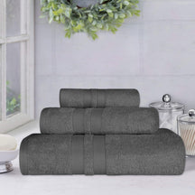Superior Ultra Soft Cotton Absorbent Solid Assorted 3-Piece Towel Set - Charcoal
