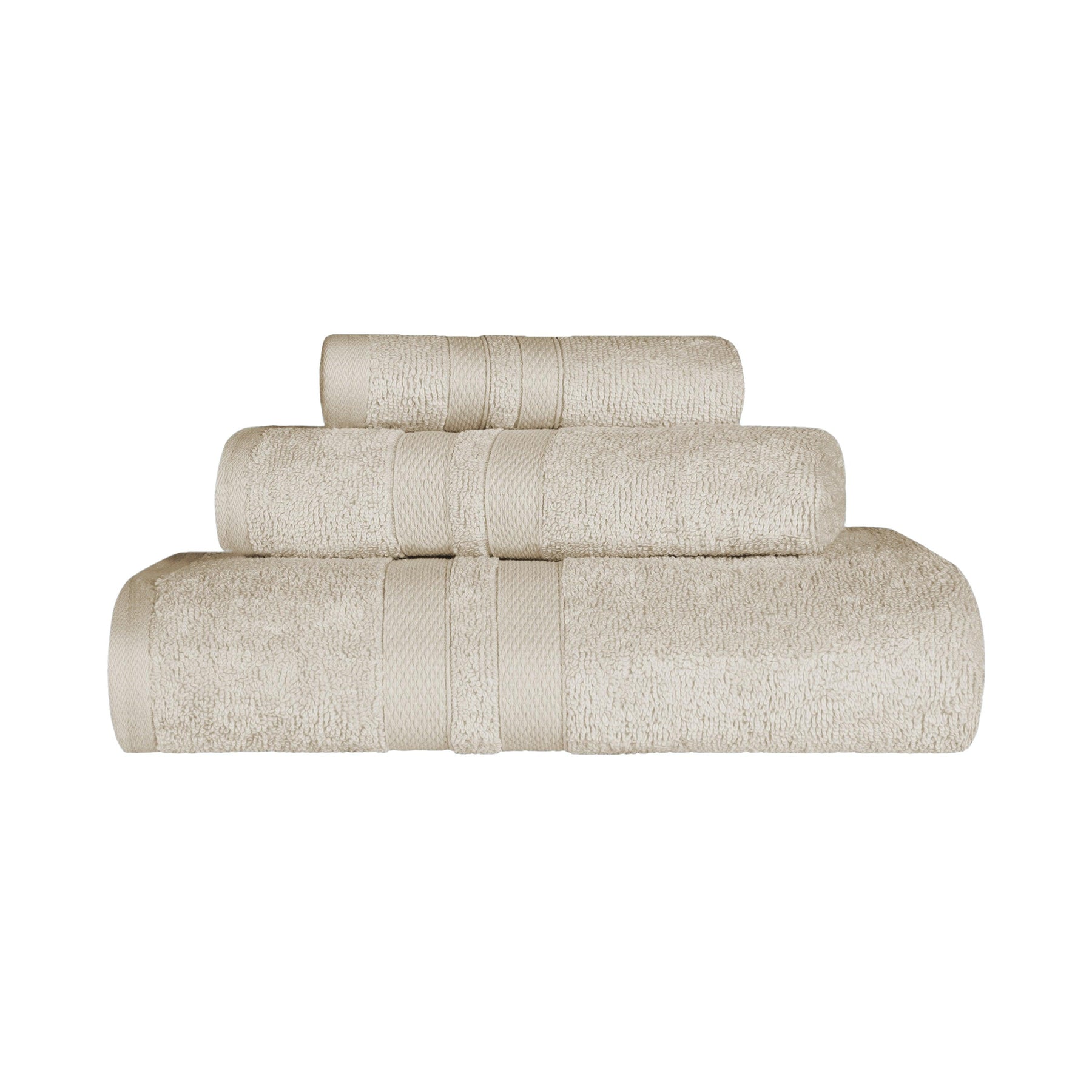 Superior Ultra Soft Cotton Absorbent Solid Assorted 3-Piece Towel Set -Cream