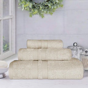 Superior Ultra Soft Cotton Absorbent Solid Assorted 3-Piece Towel Set - Ivory