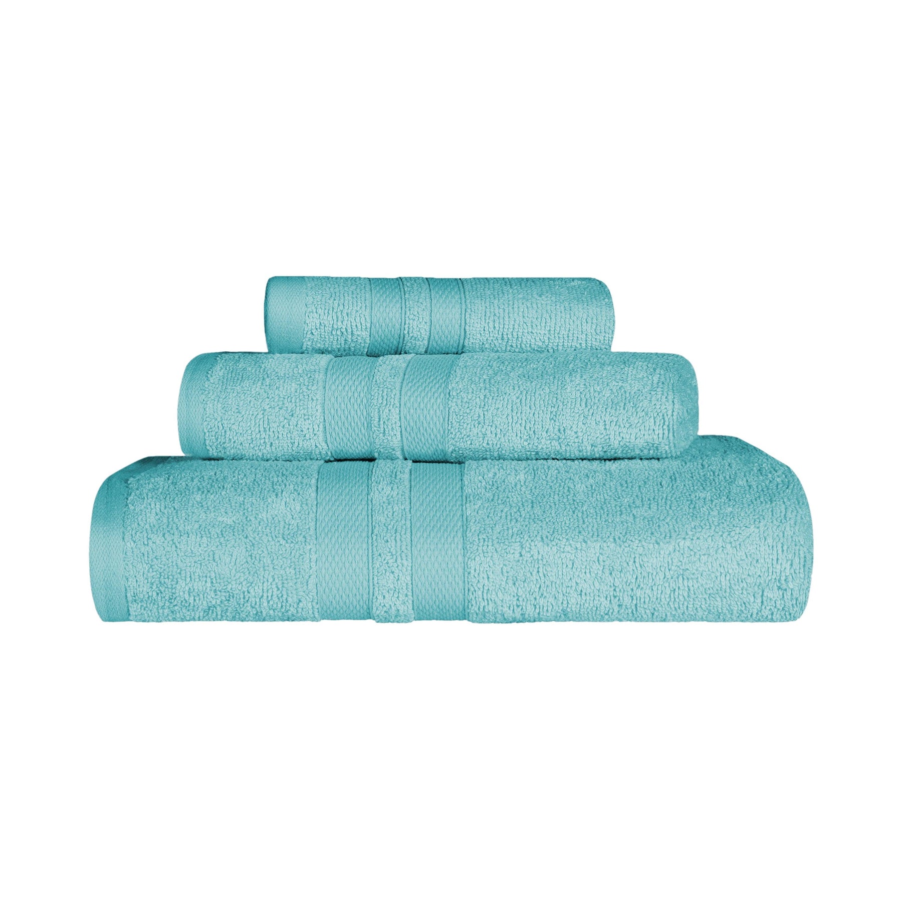 Superior Ultra Soft Cotton Absorbent Solid Assorted 3-Piece Towel Set - Cyan
