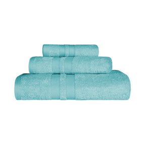 Superior Ultra Soft Cotton Absorbent Solid Assorted 3-Piece Towel Set - Cyan