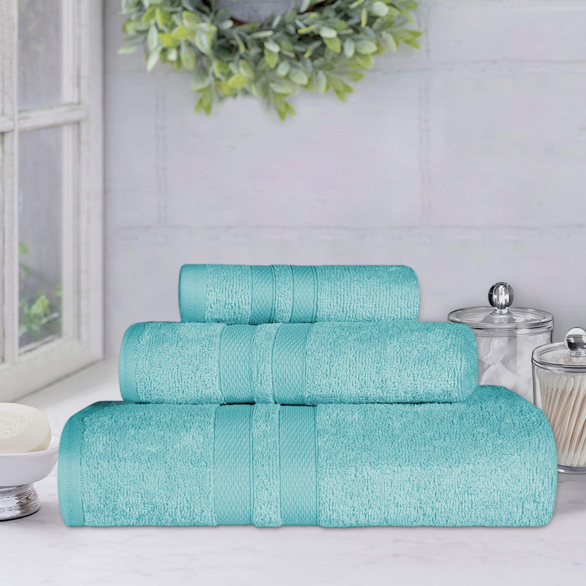 Superior Ultra Soft Cotton Absorbent Solid Assorted 3-Piece Towel Set-Towel Set by Superior-Home City Inc