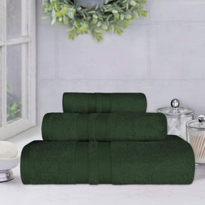 Superior Ultra Soft Cotton Absorbent Solid Assorted 3-Piece Towel Set - Forest Green