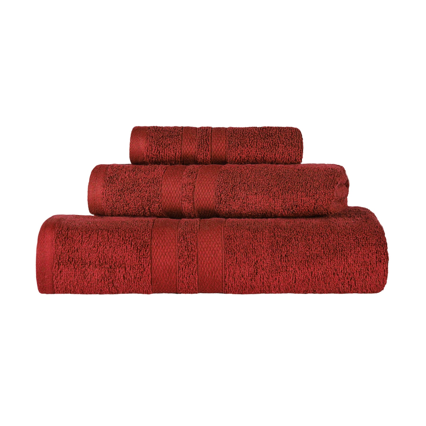 Superior Ultra Soft Cotton Absorbent Solid Assorted 3-Piece Towel Set -Maroon