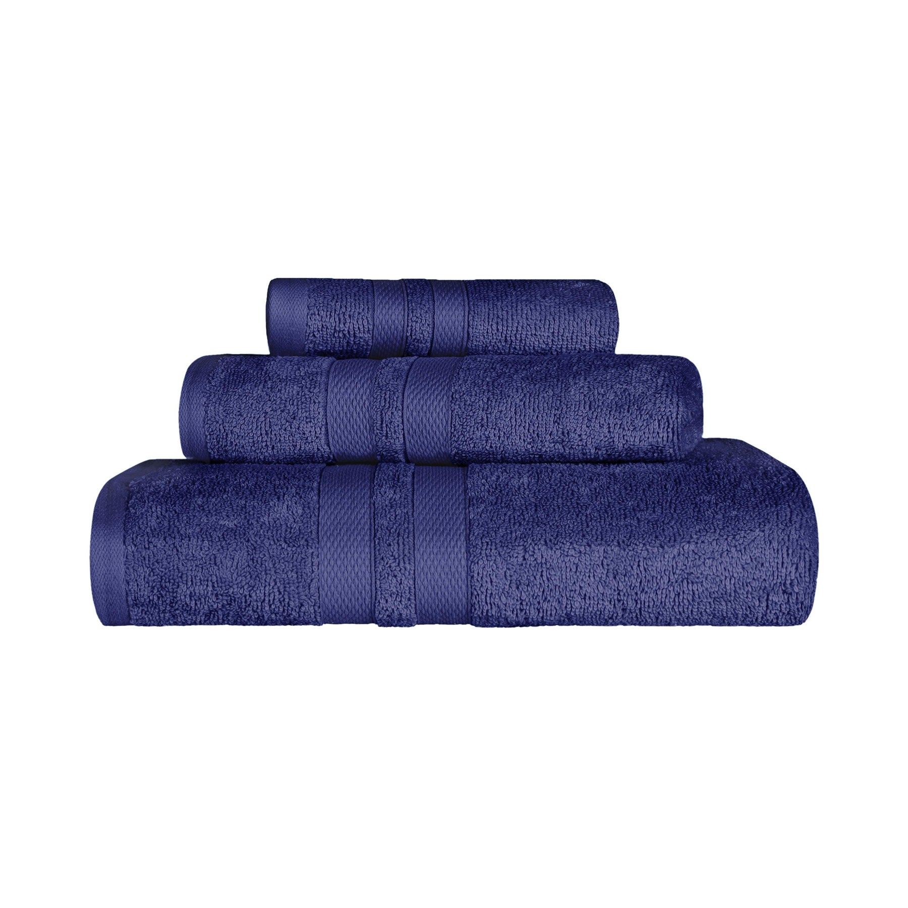 Superior Ultra Soft Cotton Absorbent Solid Assorted 3-Piece Towel Set -Navy Blue