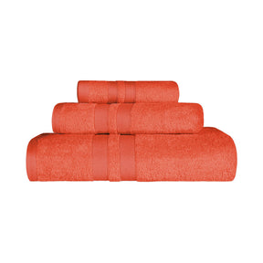 Superior Ultra Soft Cotton Absorbent Solid Assorted 3-Piece Towel Set -Tangerine
