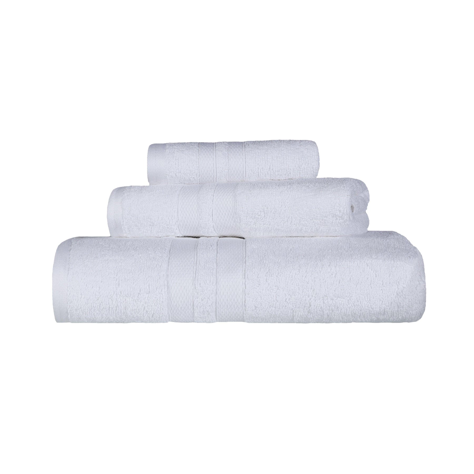 Superior Ultra Soft Cotton Absorbent Solid Assorted 3-Piece Towel Set -White