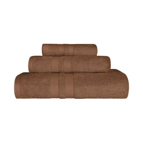 Superior Ultra Soft Cotton Absorbent Solid Assorted 3-Piece Towel Set -Chocolate