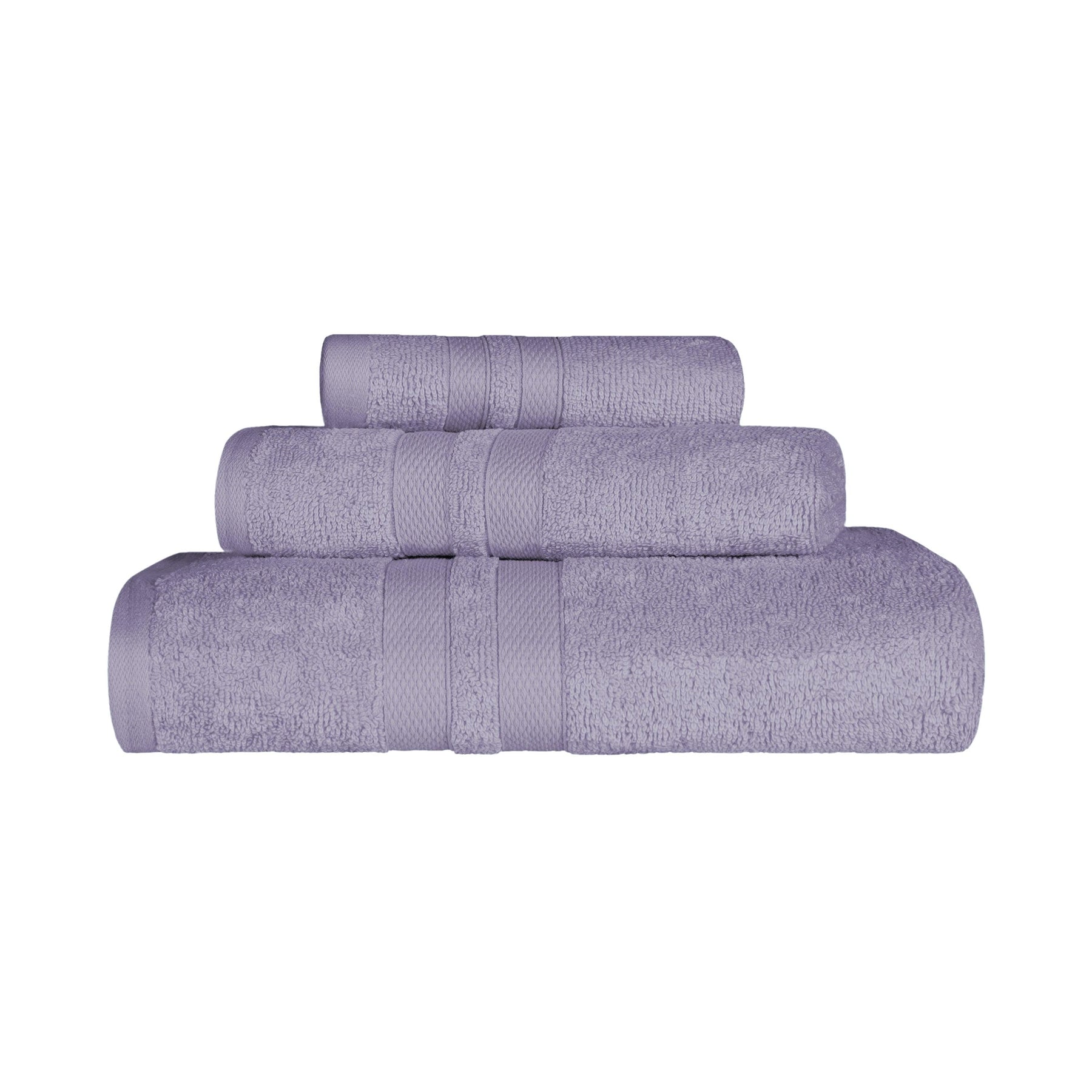 Superior Ultra Soft Cotton Absorbent Solid Assorted 3-Piece Towel Set -Wisteria