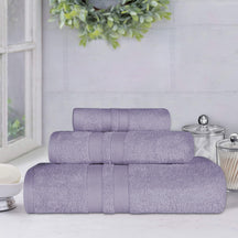 Superior Ultra Soft Cotton Absorbent Solid Assorted 3-Piece Towel Set  -Wisteria