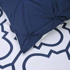Superior Cotton Modern Geometric Valencia  Set with Button Closure - Blue