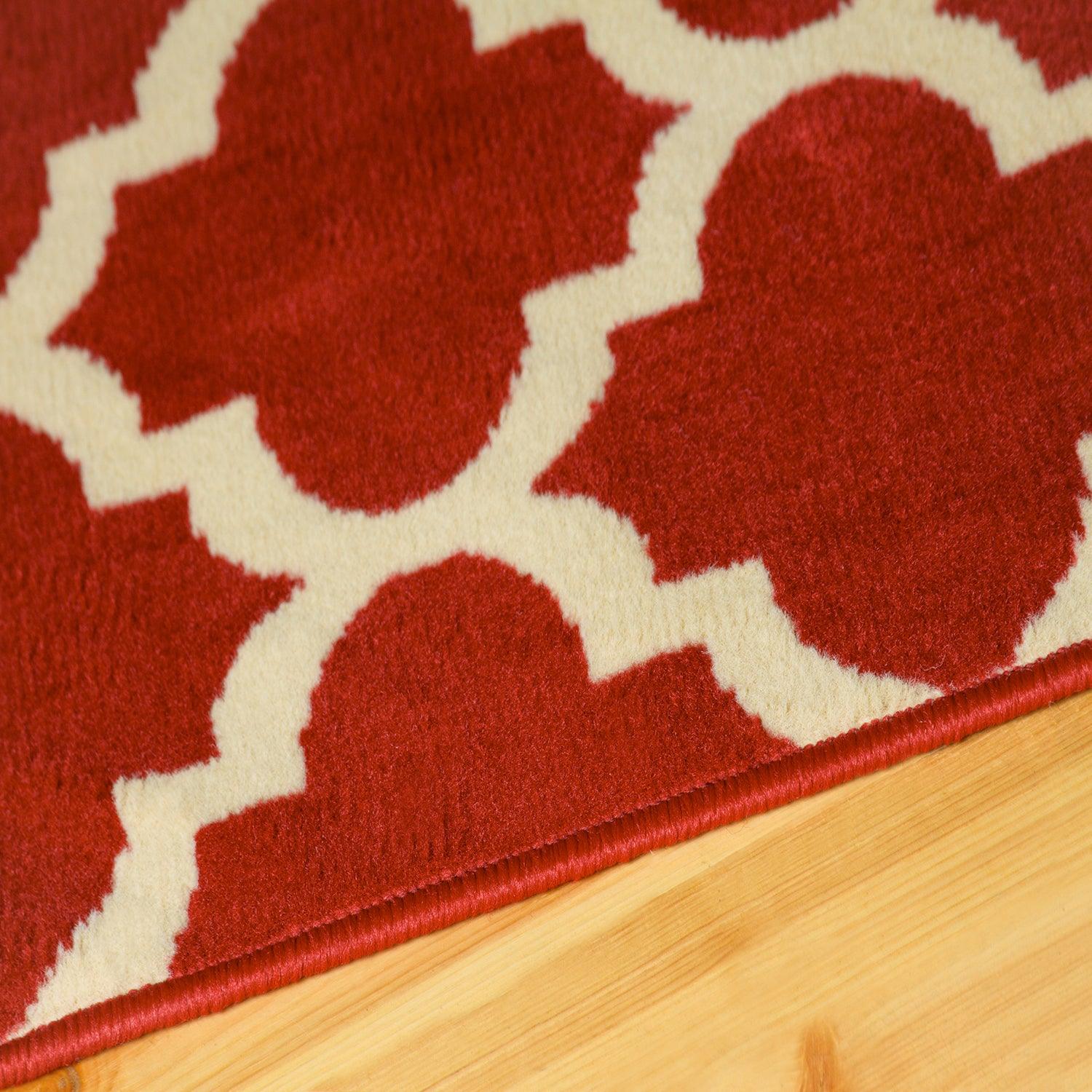  Superior Modern Quatrefoil Geometric Lattice Indoor Area Rug -  Red