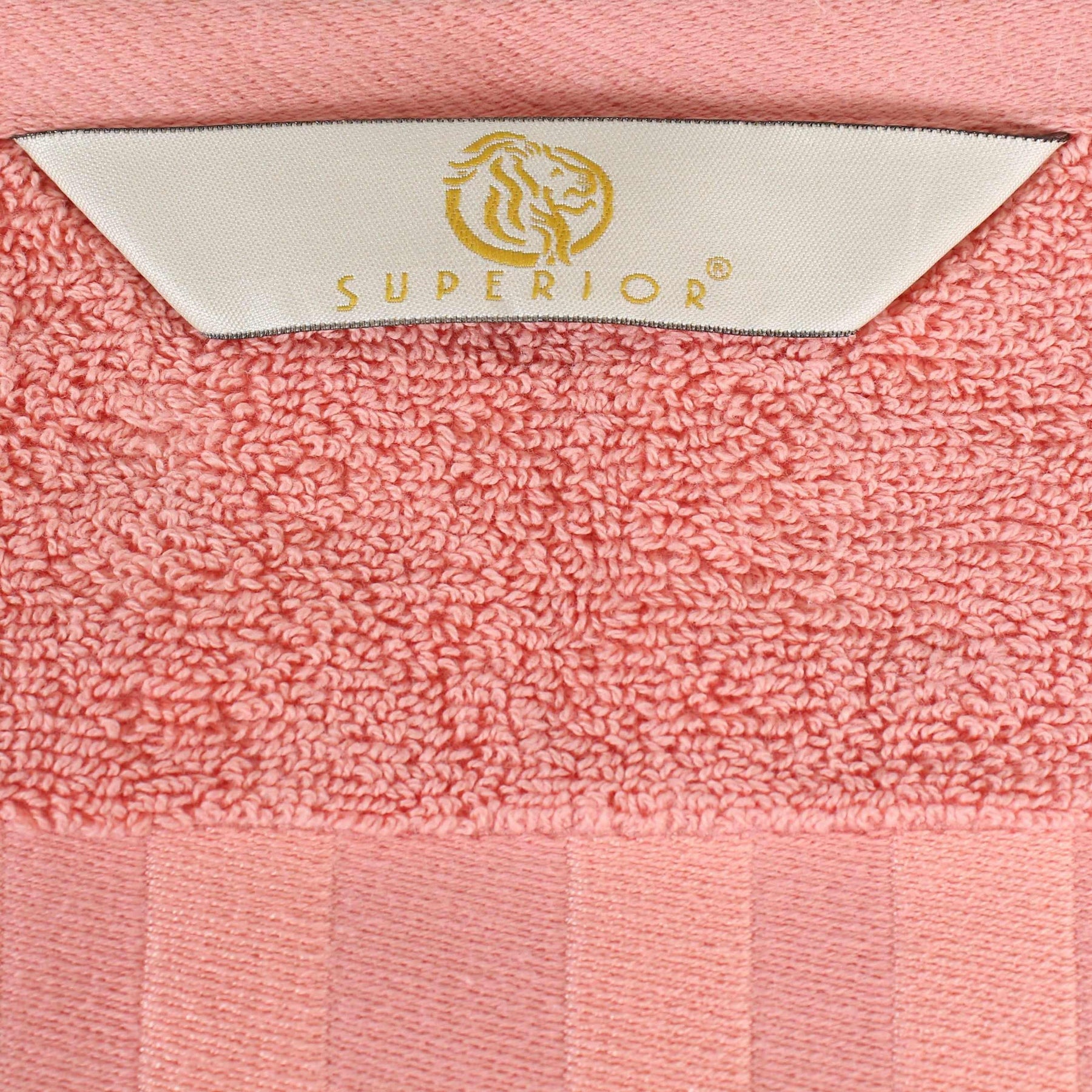  Superior Larissa Cotton 4-Piece Bath Towel Set with Geometric Embroidered Jacquard Border - Coral