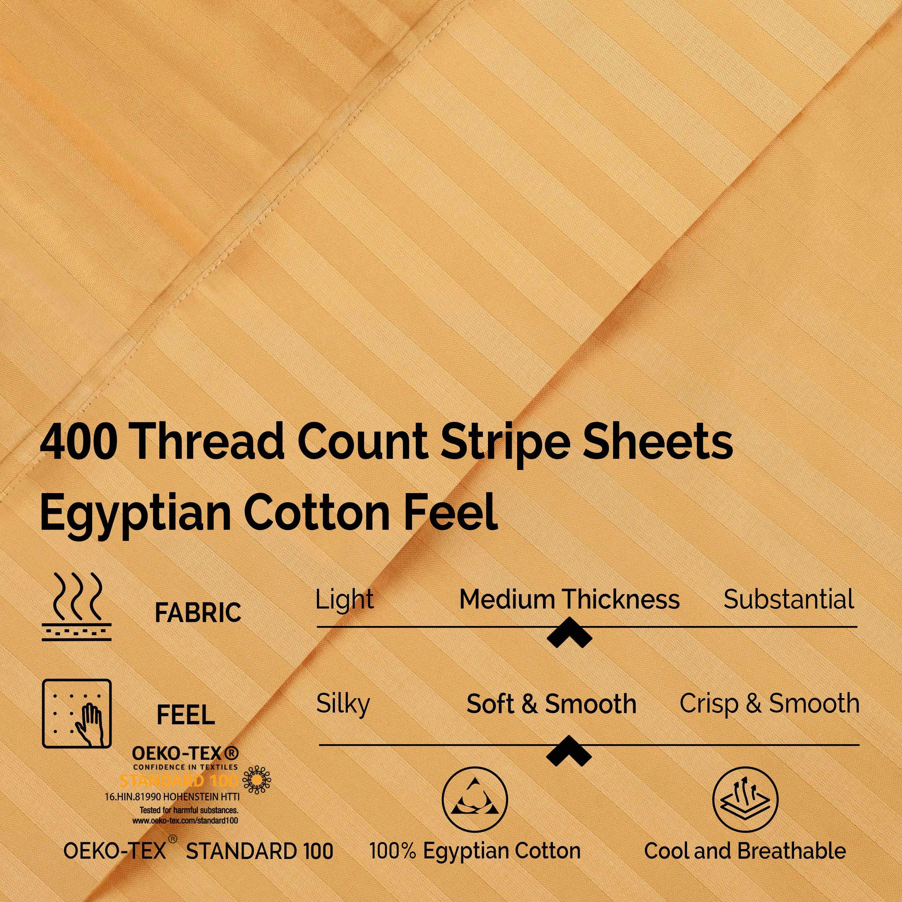 400 Thread Count Egyptian Cotton Striped Deep Pocket Sheet Set - Egyptian Cotton Sheet Set by Superior