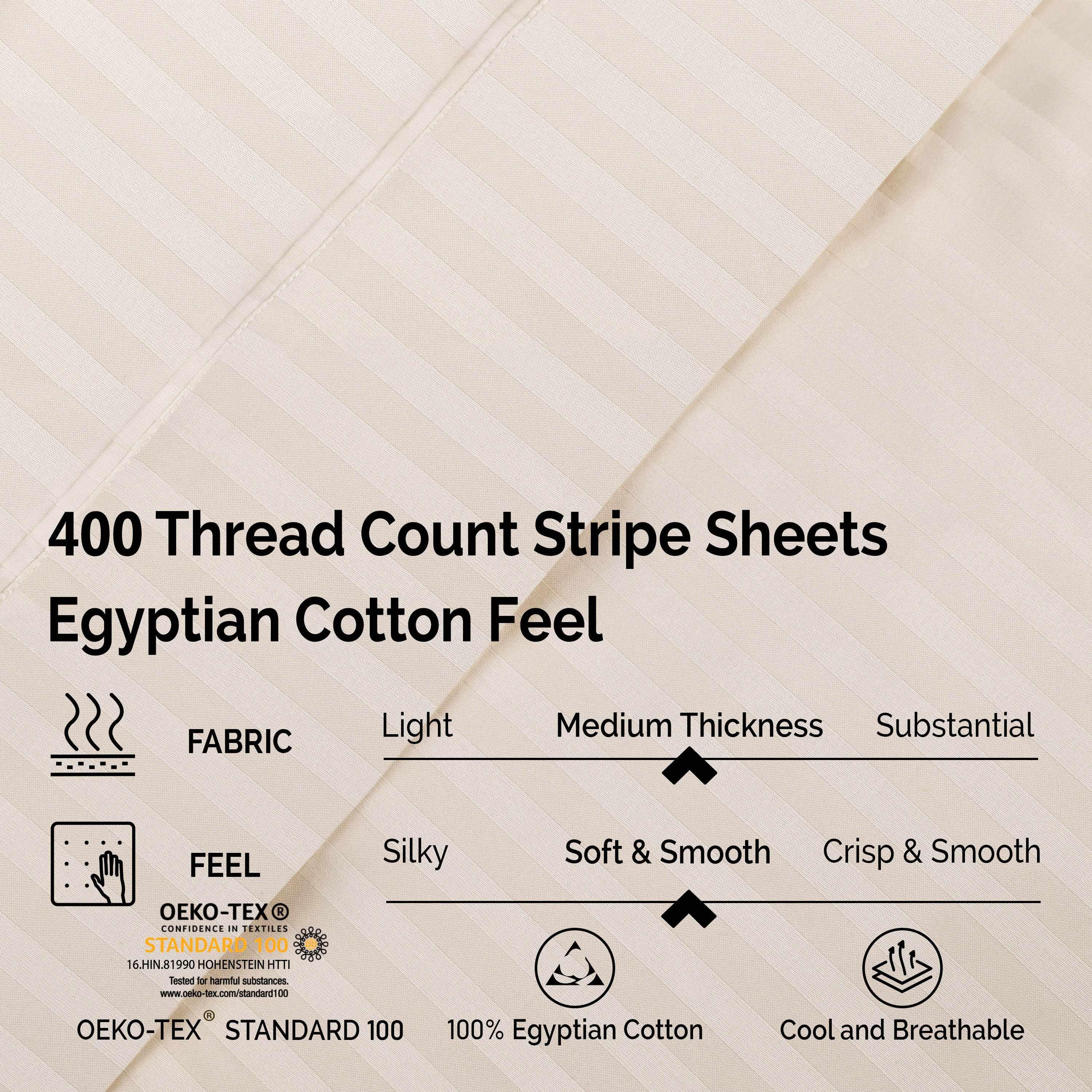 400 Thread Count Egyptian Cotton Striped Deep Pocket Sheet Set - Egyptian Cotton Sheet Set by Superior