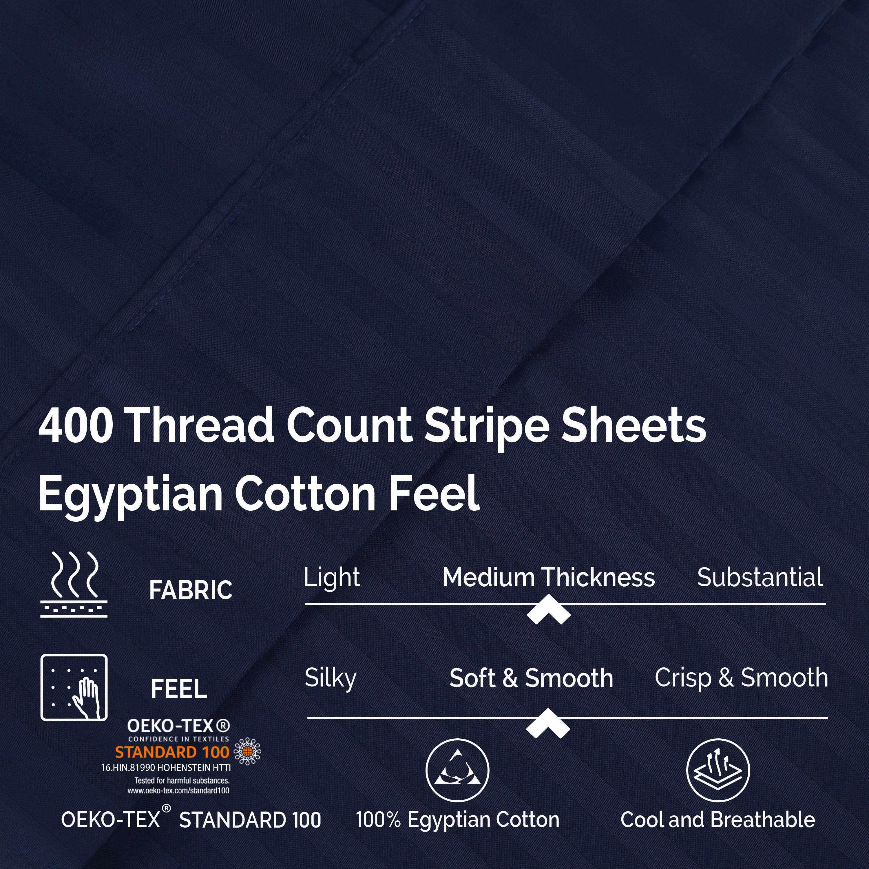 400 Thread Count Egyptian Cotton Striped Deep Pocket Sheet Set - Egyptian Cotton Sheet Set by Superior