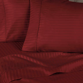 Superior 300 Thread-Count Premium Egyptian Cotton Stripe Sheet Set - Burgundy