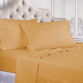 Superior 300 Thread Count Premium Egyptian Cotton Stripe Sheet Set - Gold