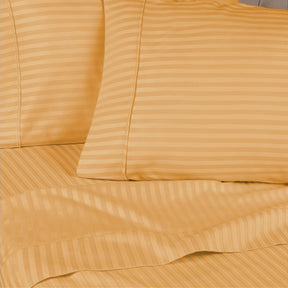 Superior 300 Thread Count Premium Egyptian Cotton Stripe Sheet Set - Gold