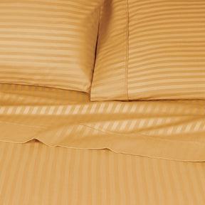 Superior 300 Thread Count Premium Egyptian Cotton Stripe Sheet Set - Gold