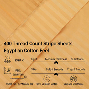 Superior 400 Thread Count Egyptian Cotton Stripe Sheet Set - Gold