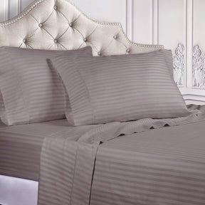Superior 300 Thread Count Premium Egyptian Cotton Stripe Sheet Set - Grey