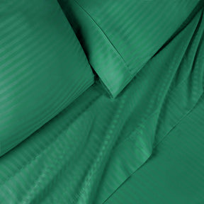 Superior 300 Thread Count Premium Egyptian Cotton Stripe Sheet Set - Hunter Green