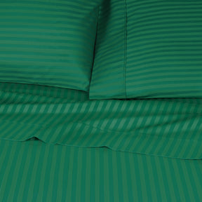 Superior 300 Thread Count Premium Egyptian Cotton Stripe Sheet Set - Hunter Green