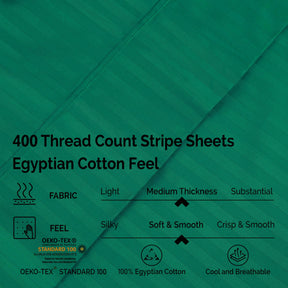 Superior 400 Thread Count Egyptian Cotton Stripe Sheet Set - Hunter Green