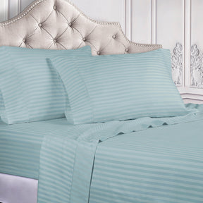 Superior 300 Thread Count Premium Egyptian Cotton Stripe Sheet Set - Light Blue
